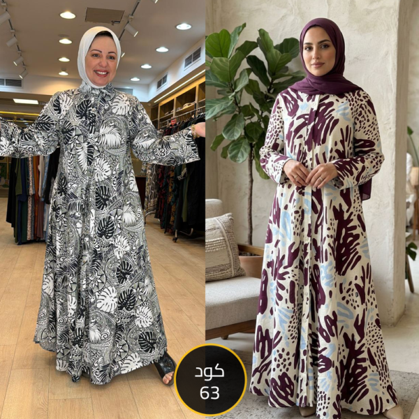 فستان كتان زراير بيور 100% كود 63