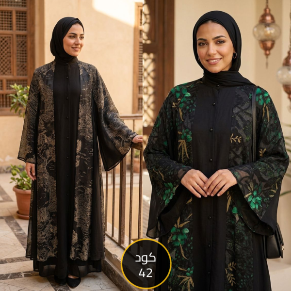 فستان كم واسع كينار اسود كود 42